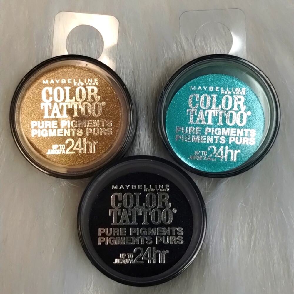 Maybelline Color Tattoo Pure Pigments 24hr Eyeshadow NWOT color black/blue/brown